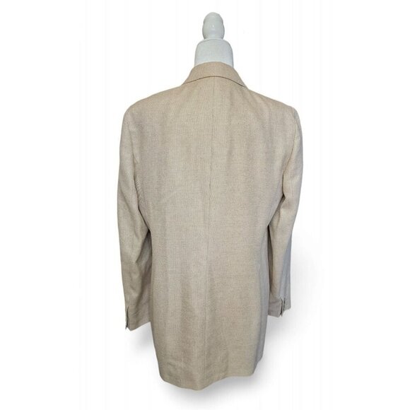 Land's End women's tan wool silk & linen women's blazer jacket size 14 TALL - Picture 3 of 9